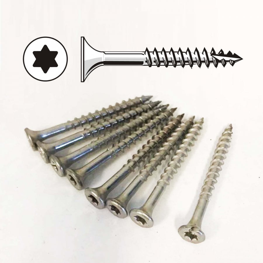 Deck screw, star drive,bugle head, type 17, Size8x15/8 ss316, 25lbs