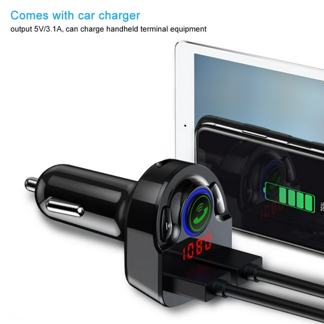 Reproductor FM Inalámbrico, Reproductor MP3 De Carga Rápida Para Coche, Micrófono Incorporado, Entrada De 12-24V Para Automoción