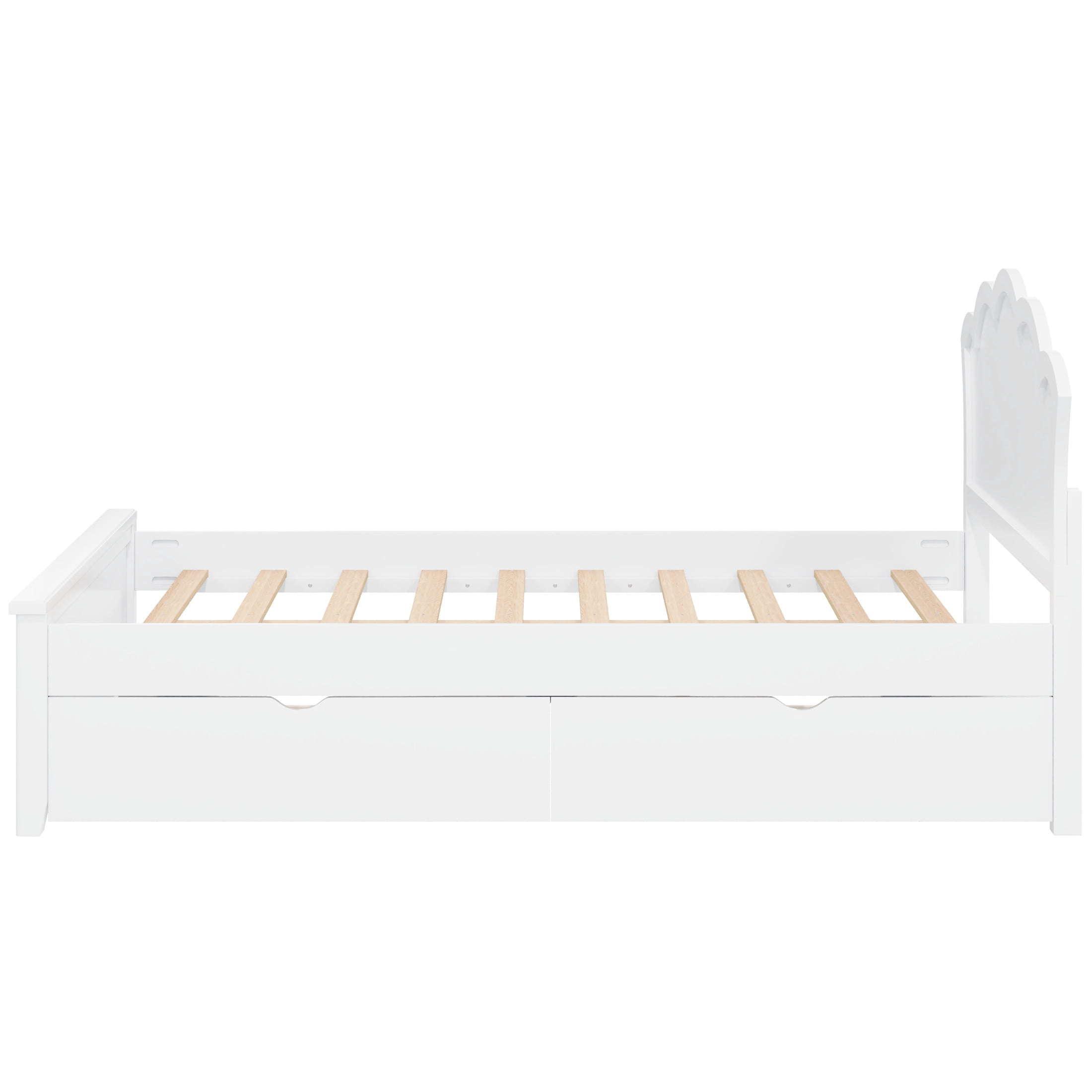 Noble House Caldon Full Size Wood Platform Bed with Headboard, Footboard, and Under-Bed Storage Drawers, White
