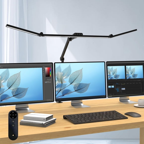 Micomlan 36W Bright Led Desk Lamp with Clamp, 47 Inches Long Architect Desk Lamp Home Office, Dimmable Table Light with Remote Adjustable Monitor Lig