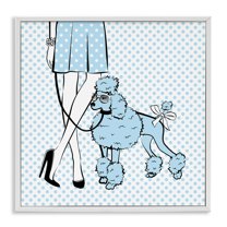 Stupell Industries Dotted Girl & Poodle Novelty Painting White Framed Art Print Wall Art, 24 x 24