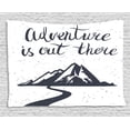 thumbnail image 1 of Landscape Tapestry, Monochrome Mountain Road Exploration Quote Adventure is Out There, Wall Hanging for Bedroom Living Room Dorm Decor, 80W X 60L Inches, Charcoal Grey and White, by Ambesonne, 1 of 2