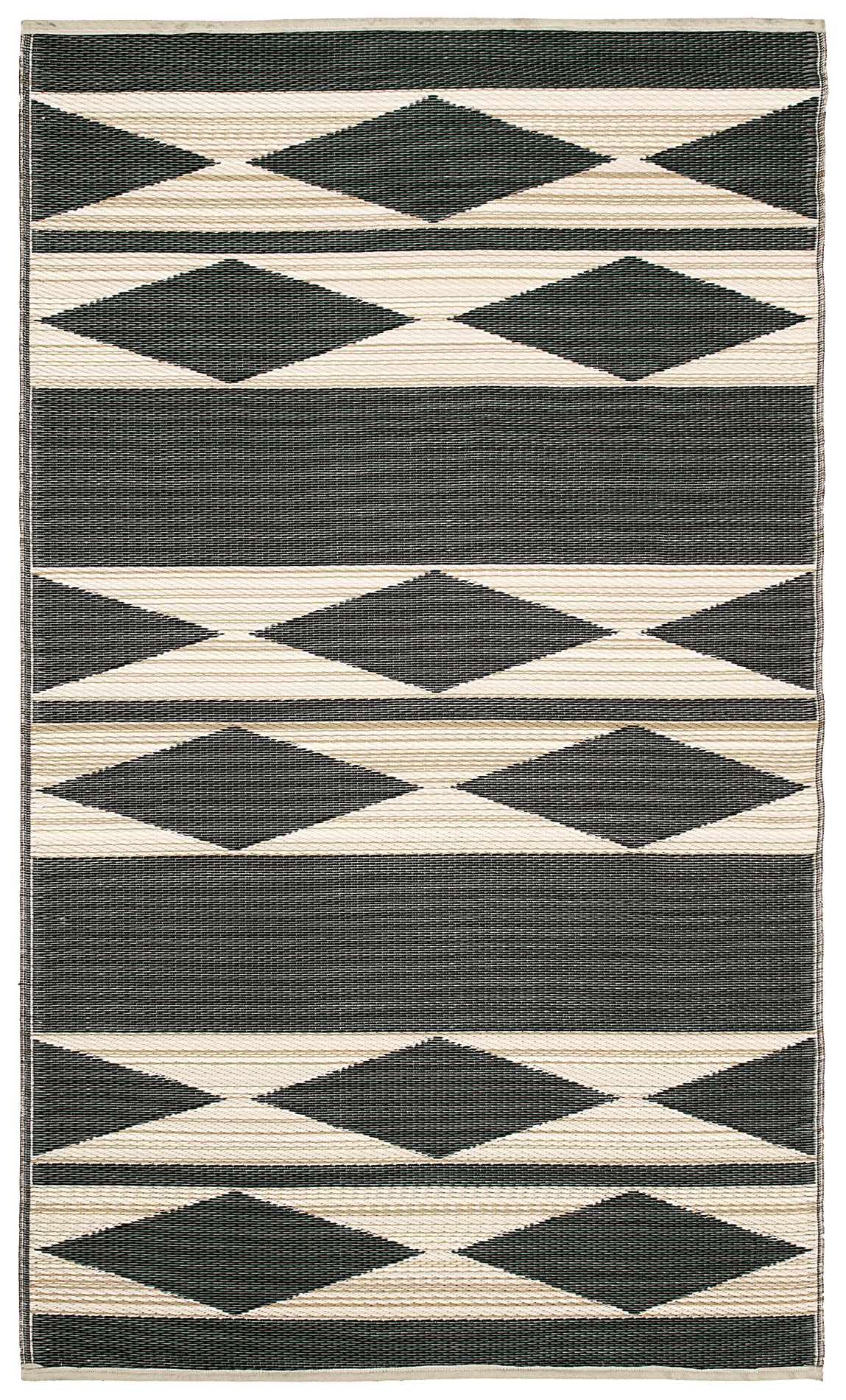 Fab Habitat Outdoor Rug - Waterproof, Fade Resistant, Crease-Free - Premium Recycled Plastic - Neutral Geometric Tribal - Patio, Porch, Deck, Balcony - Cairo - Natural & Black - 5 x 8 ft