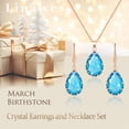thumbnail image 6 of Linawe Aquamarine Blue Jewelry Sets for Women, Rose Gold Pendant Necklace and Earring Set, Fake Birthstone Crystal Imitation Diamond Necklace Set, Rhinestone Teardrop Jewelry Set, 6 of 7