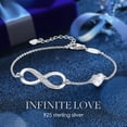thumbnail image 4 of CDE 925 Sterling Silver Bracelet for Women Infinity Heart Symbol Charm Adjustable Anniversary Jewelry Best Gift Ideas for Women Fine Packing Gift Box, 4 of 8