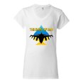 thumbnail image 2 of The Ghost Of Kyiv Womenâ€™s Standard V-Neck Tee, White, Large, 2 of 4