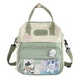 thumbnail image 1 of Women Nylon PVC Backpack Lady Zipper Contrast Color Shoulder Bag (Green), 1 of 10