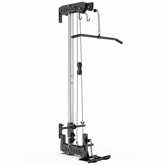 Synergee Machine à Câbles LAT à Tirer vers le Bas et LAT en Rangée avec Plaque de Pied Relevable, Station de Poulie Haute et Basse pour Plaques de 1” et 2”. Machine de Musculation pour Gym à Domicile.