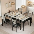 thumbnail image 4 of Yiwa Dining Table Set for 2, Dining Table with 2 Upholstered Chairs, Wood 3-Piece Kitchen Dining Room Table Set with Corner Protector for Small Space, Kitchen, Apartment, 4 of 7