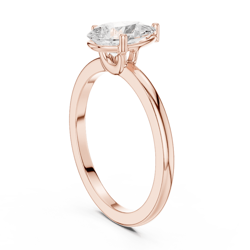 Zuwelria Luxurious Certified Diamond Rings | 1.00 Carat Pear Shape Moissanite Diamond Wedding Ring for Women | Solitaire Diamond Ring for Ladies | 18K Rose Gold Plating Over Silver Size 8