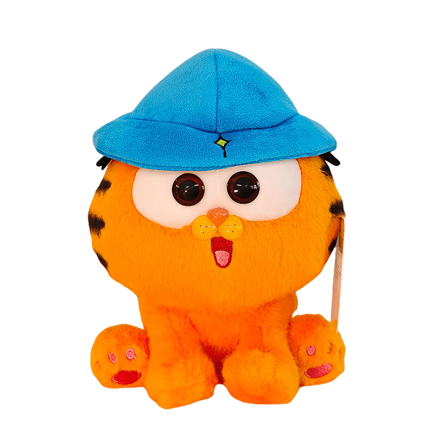 Peluche de peluche Sanmu con dibujo animado de Garfield Cat con sombrero azul
