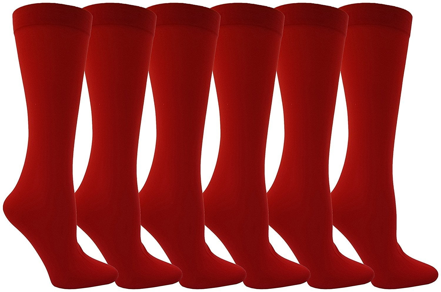 Women’s Trouser Socks, 6 Pairs, Opaque Stretchy Nylon Knee High, Many