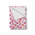 thumbnail image 2 of Lips Soft Flannel Fleece Blanket, Pink and Warm Color Romantic Kisses Smack Print Repeating Pattern on White Background, Cozy Plush for Indoor and Outdoor Use, 50" x 60", Multicolor, by Ambesonne, 2 of 6