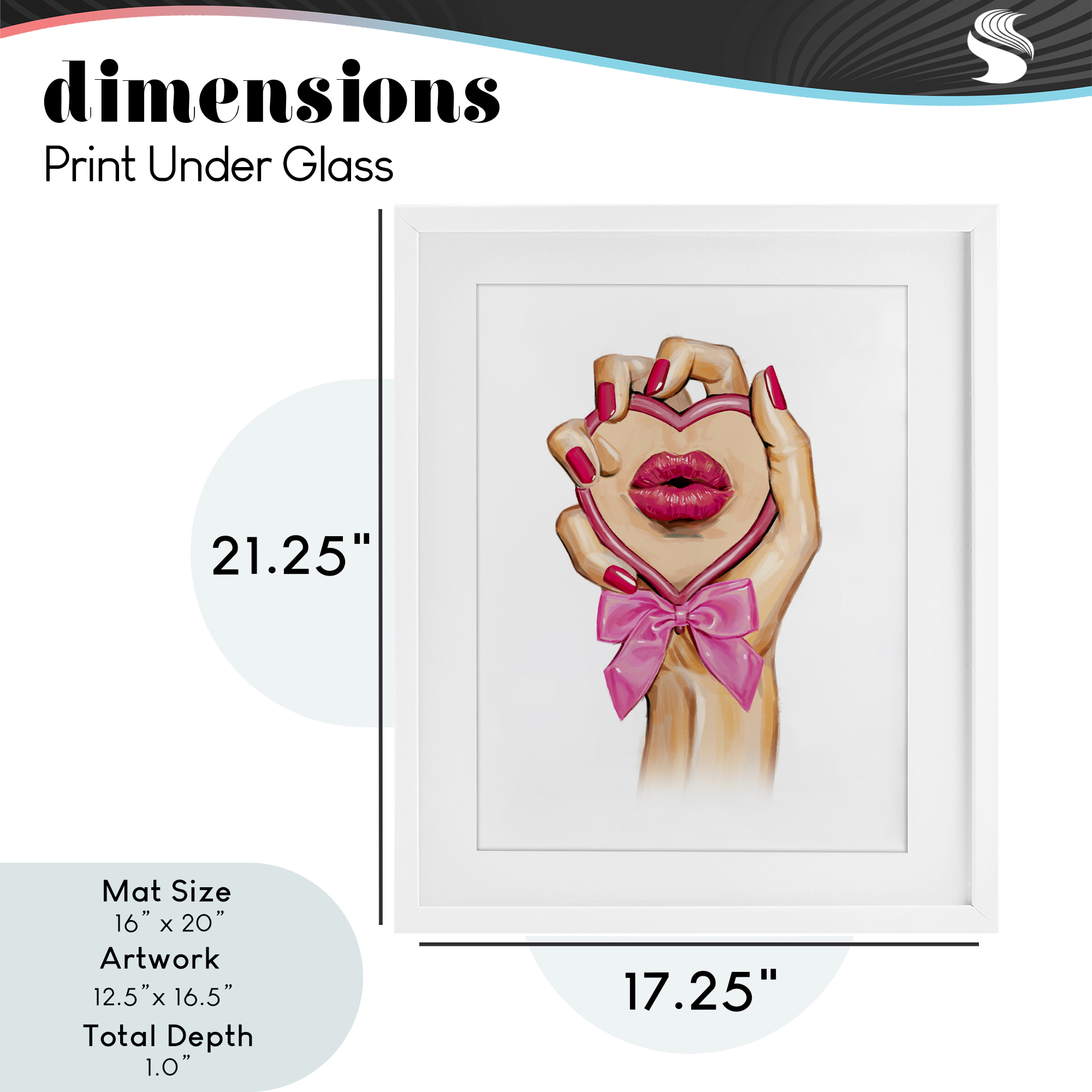 Pink Lips in Mirror White Framed Print Under Glass, design by Ziwei Li
