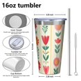 thumbnail image 4 of 16oz Tumblers Pioneer Flower Stainless Steel Vacuum Insulated Double Wall Travel Tumbler Cups Mug with Lid and Straw,Cleaning Brush for Coffee,Tea, 4 of 4