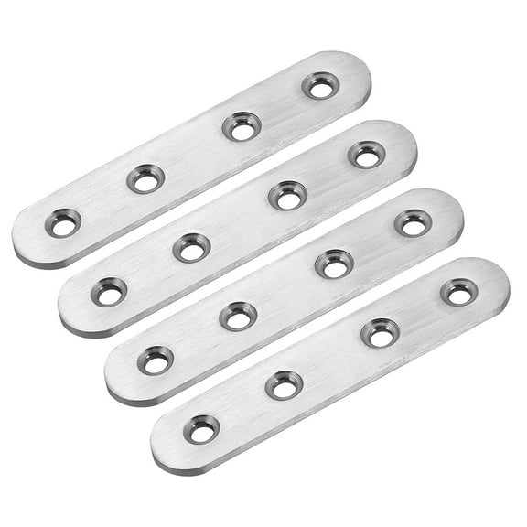 Uxcell 3.94''x0.79'' Flat Bracket Connector Barrel Polishing Stainless Steel  Silver Tone 4 Pack