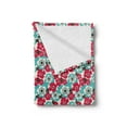 thumbnail image 2 of Floral Soft Flannel Fleece Throw Blanket, Hand Drawn Flora with Spring Nature Backdrop Vintage Sixties, Cozy Plush for Indoor and Outdoor Use, 70" x 90", Dark Coral Blue, by Ambesonne, 2 of 5
