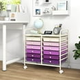 thumbnail image 4 of YYEAN 12-Drawer Rolling Storage Cart, Multifunctional Art Craft Organizer Cart, Mobile Utility Storage Cart with Removable Drawers & Lockable Wheels, Craft Cart for Home Office , -Purple Gradient, 4 of 11