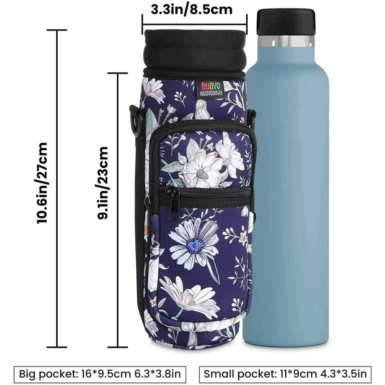 Nuovoware Water Bottle Carrier, 40oz Bottle Carrier Sports Insulated Water  Bottle Holder with Adjustable Shoulder Strap, 2 Pockets Flask Sling Bag