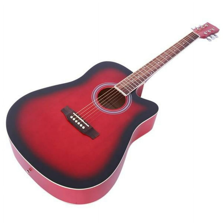 Glarry GT502 41 inch Spruce Front Cutaway Folk Guitar with Bag Board Wrench Tool Gradient Red