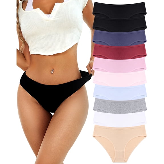 Finetoo 10 Pack Cotton Underwear for Women Hipster Panties Cheeky Soft Ladies Bikini Underwear M