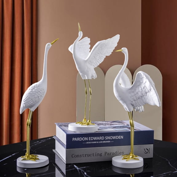MERRYHAPY Vivid Crane Figurine Multi-Color Resin Home Decor Stylish Bird Sculpture