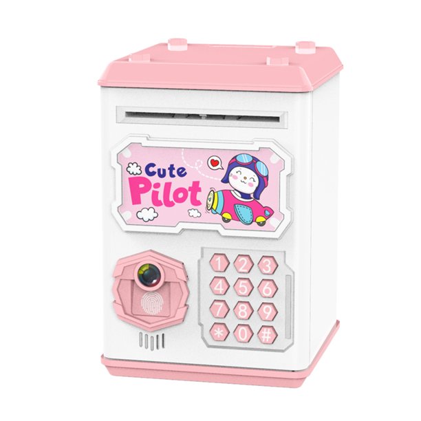 Mini alcancía electrónica de dibujos animados Cajero automático Caja de dinero segura con voz Protec Tomshoo Lindo piloto