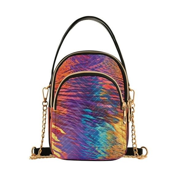 ALAZA Chain Crossbody Bags for Women Rainbow Tie Dye Shoulder Handbag Phone Purse