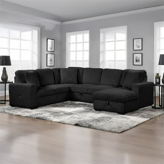 Grande Modern Style Sectional Sofa Made with wood in Black