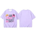 thumbnail image 4 of Hwmodou Girls 100 Days Of School Shirt Kids Letter Print Crewneck Loose Short Sleeve Spring T-Shirts Casual Holiday,3-13Y, 4 of 4