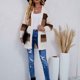 thumbnail image 4 of Pntutb Mujer Moda Color a juego Mangas largas Punto Cardigan Suelto tops Blusa Suéter Pntutb Pntutb-5018, 4 of 5