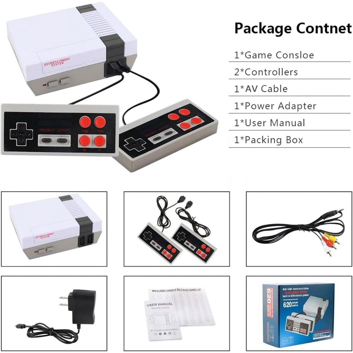 Retro Machines Built in 620 Video and 2 Controllers, Mini Video Controllers Plug and Play TV with AV Output, 8-Bit Video System, Children's Gift