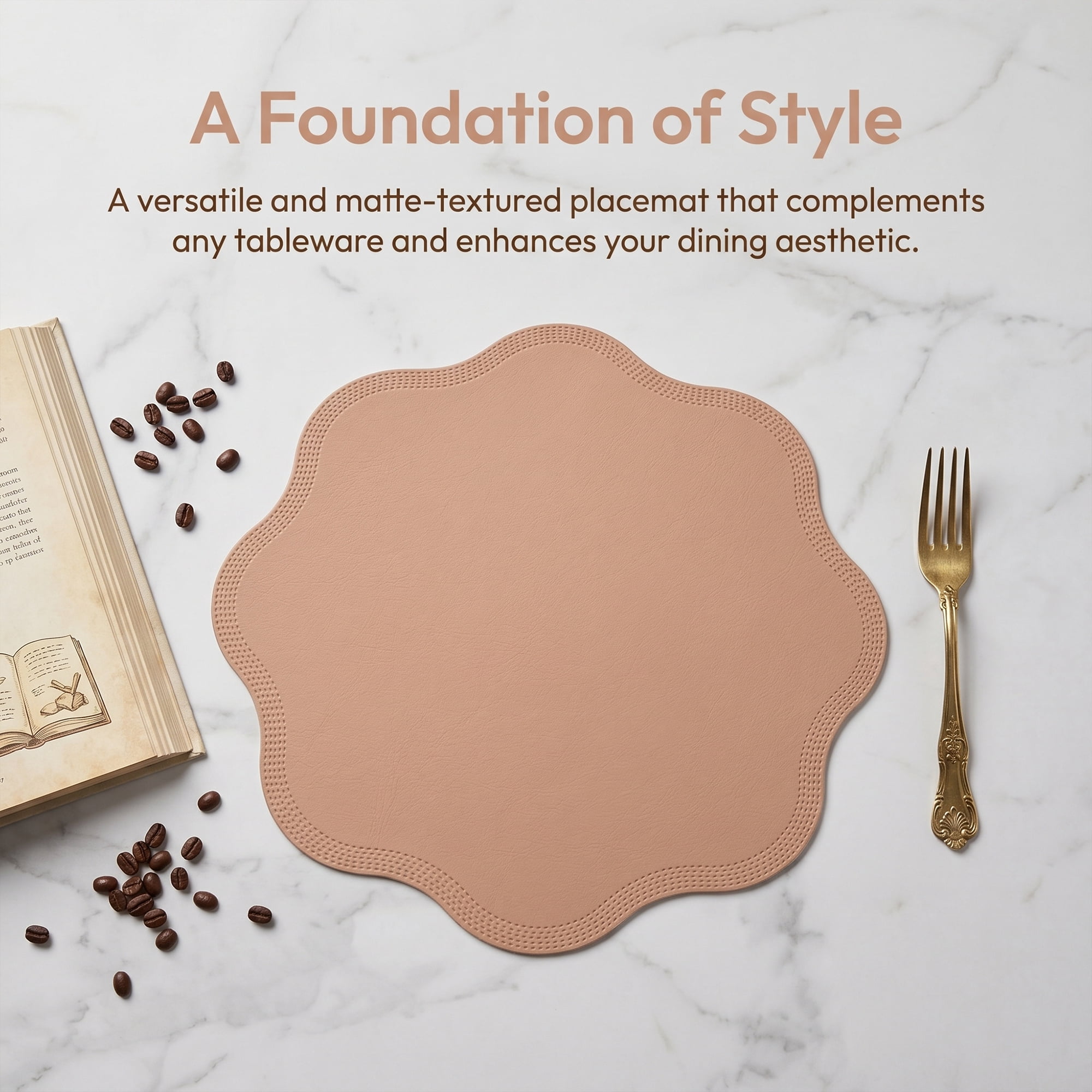 Unique Bargains Set of 6 Faux Leather Placemats for Kitchen Table Decor Pink 15"x15"