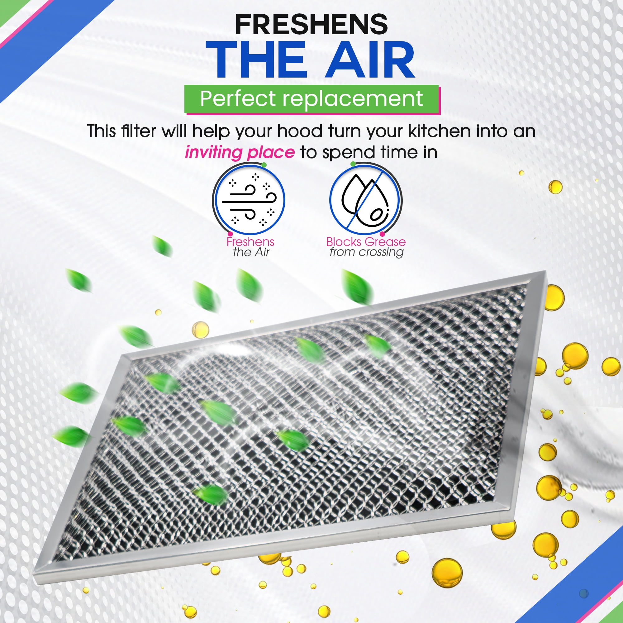 Range Hood Filter Replacement 10.5" x 8.8" for 41F 97007696 Broan Charcoal Grease Filter Combo - Ductless Hood Filter - Metal Mesh Screen Filters Grease and Carbon Freshens Kitchen Air (2-Pack)