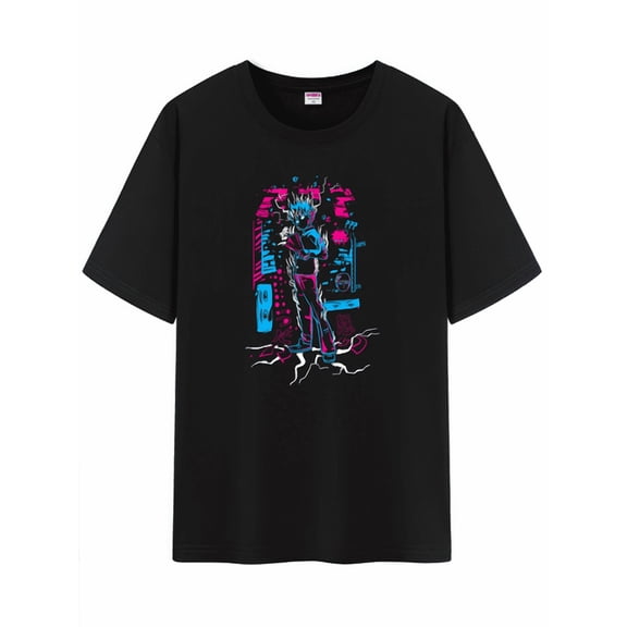 Qingyee Unisex Anime Character Pattern Cotton T-Shirt,Mob Psycho 100 Character Impression Short Sleeve Tee Shirt