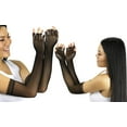thumbnail image 3 of ToBeInStyle Womens Fishnet Lace Trim Full Arm Length Novelty Gloves Arm Warmers - Black, 3 of 6