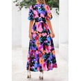 thumbnail image 3 of PRETTYGARDEN Women's Summer Maxi Dress Resort Wear Boho Floral V Neck Puff Short Sleeve Ruffle Flowy Beach Long Dresses, 3 of 7