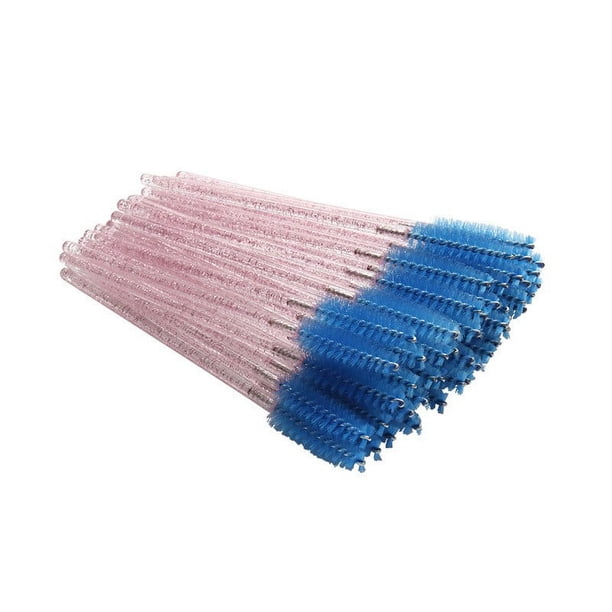 Cepillo de maquillaje de nailon desechable, peine en espiral para cejas, cepillo pequeño para maquillaje de belleza, cepillo para pestañas con varilla de cristal sólido