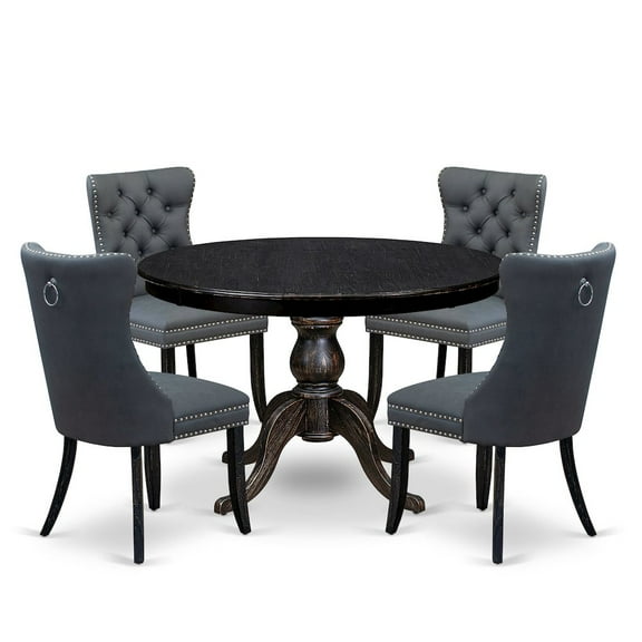 Luxe by East West Furniture 5-Piece Dining Table Set In Platinum Gray Color