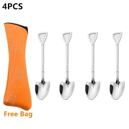 

4x410 Stainless Steel Coffee Tea Spoon Creative Shovel Scoop Dinner Ice Cream Dessert Watermelon Kitchen Tableware Bar Tools