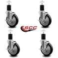 thumbnail image 2 of 5 Inch Black Poly Swivel 1-3/4 Inch Expanding Stem Caster Set with Brake SCC, 2 of 2