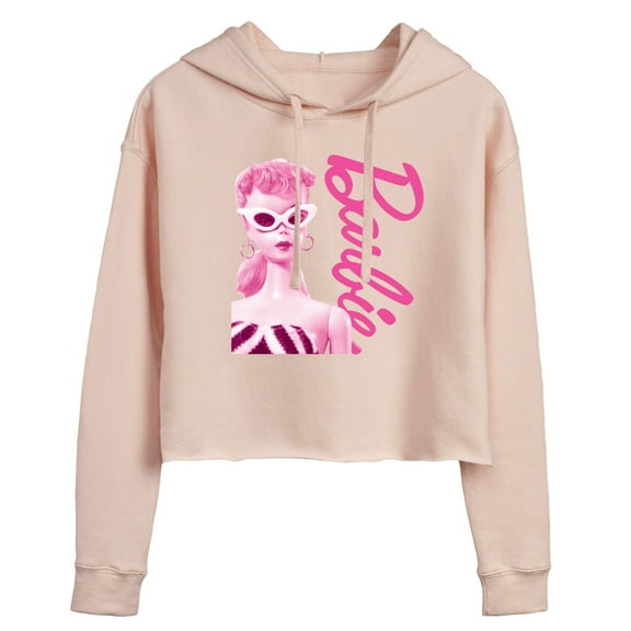 Barbie - Pink Doll Closeup - Juniors Cropped Pullover Hoodie
