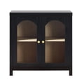 thumbnail image 6 of Sasha Modern Arched Glass Accent Cabinet with Brass Hardware, Black, 6 of 15