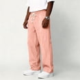 thumbnail image 6 of Domuza Mens Casual Pants Drawstring Elastic Waist Pants Linen Summer Beach Pants with Pockets Red L, 6 of 6