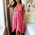 thumbnail image 4 of CHUMUD Petite Womens Summer Nightgowns V-Neck Spaghetti Strap Nightgown, Casual Sleeveless Pajamas Babydoll Sleep Dress, 4 of 8
