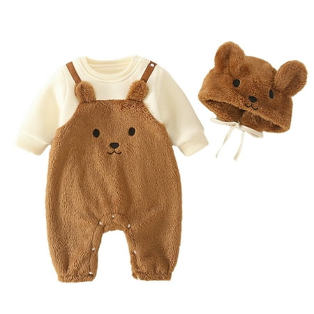 

Lindreshi Baby Girl Romper Baby Boy Romper Children s Suit Plus Velvet One-year-old Children Suit Fall and Winter Cotton Clothes for Boys and Girls Thickened Three-piece Children s Suit