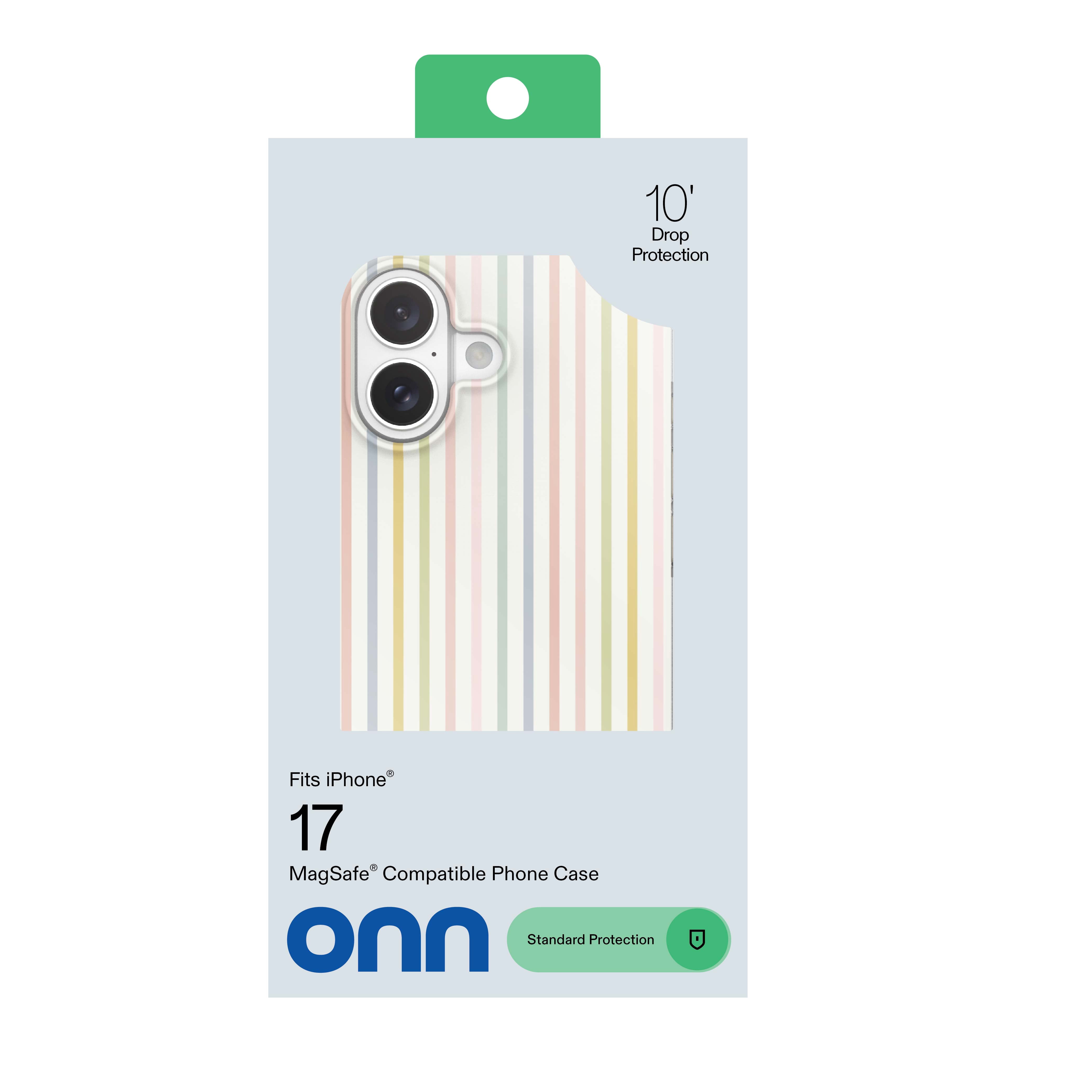 onn Phone Case for iPhone 17, MagSafe Compatible - Multicolor Stripe