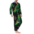 thumbnail image 2 of Balery Space Dino Cartoon Black Pattern Pajama Sets for Men Long Sleeve 2 Piece Sleepwear Loungewear Sets Soft PJ's with Pockets Long Sleeve Comfy Pj Sets-Large, 2 of 7