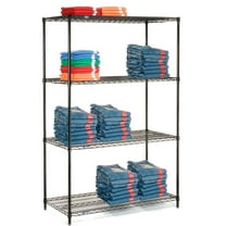 Nexel Black Epoxy, 5 Tier, Wire Shelving Starter Unit, 24"W x 14"D x 63"H