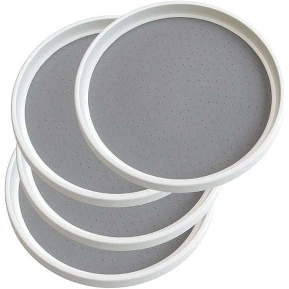 4pcs/pack Inner 9-inch Lazy Susan Kitchen Pantry Spice Rack Fridge Holder White Grey Non Skid Turntable Cans Cabinet Under Sink Organizer